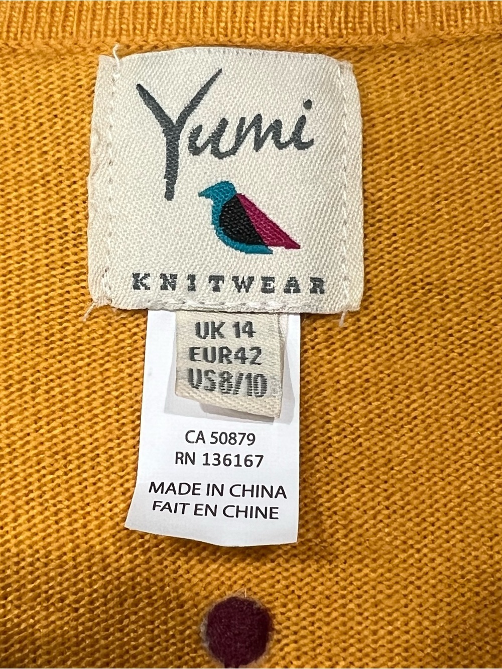 Women’s Yumi knit sweater polka dot pullover bird size medium - Picture 7 of 9